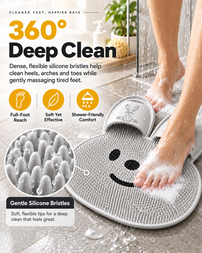 Shower Foot Scrubber Mat, Hands-Free Silicone Foot Cleaner Massager with Strong Suction Cups, Non-Slip Drainable Bath Foot Brush Mat for Dead Skin, Foot Care for Shower