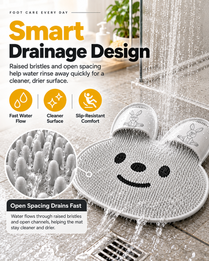 Shower Foot Scrubber Mat, Hands-Free Silicone Foot Cleaner Massager with Strong Suction Cups, Non-Slip Drainable Bath Foot Brush Mat for Dead Skin, Foot Care for Shower