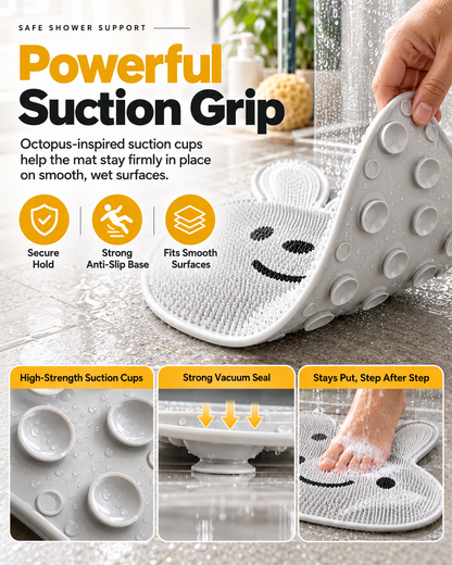 Shower Foot Scrubber Mat, Hands-Free Silicone Foot Cleaner Massager with Strong Suction Cups, Non-Slip Drainable Bath Foot Brush Mat for Dead Skin, Foot Care for Shower
