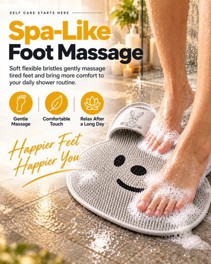 Shower Foot Scrubber Mat, Hands-Free Silicone Foot Cleaner Massager with Strong Suction Cups, Non-Slip Drainable Bath Foot Brush Mat for Dead Skin, Foot Care for Shower