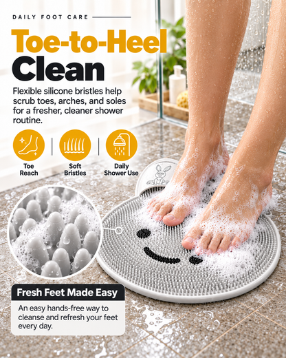 Shower Foot Scrubber Mat, Hands-Free Silicone Foot Cleaner Massager with Strong Suction Cups, Non-Slip Drainable Bath Foot Brush Mat for Dead Skin, Foot Care for Shower