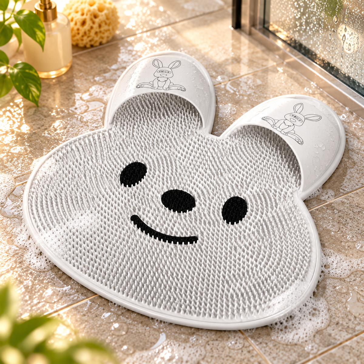 Shower Foot Scrubber Mat, Hands-Free Silicone Foot Cleaner Massager with Strong Suction Cups, Non-Slip Drainable Bath Foot Brush Mat for Dead Skin, Foot Care for Shower