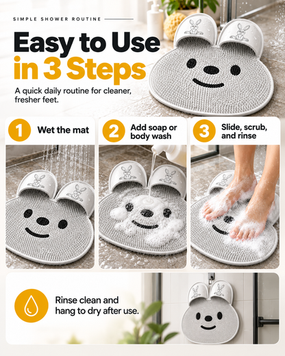 Shower Foot Scrubber Mat, Hands-Free Silicone Foot Cleaner Massager with Strong Suction Cups, Non-Slip Drainable Bath Foot Brush Mat for Dead Skin, Foot Care for Shower