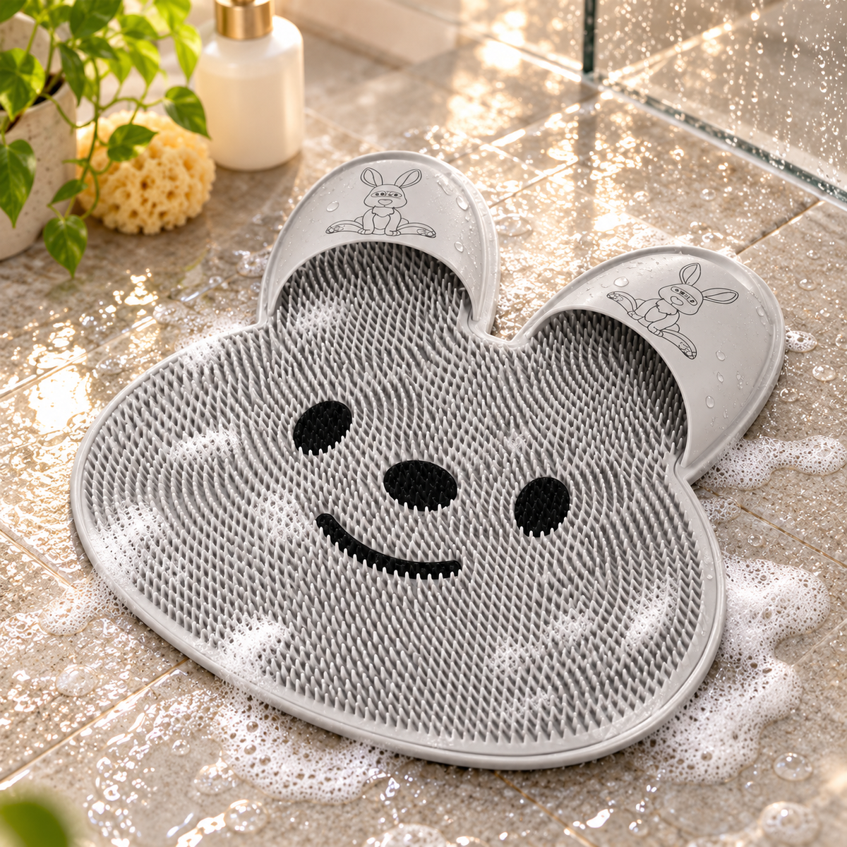 Shower Foot Scrubber Mat, Hands-Free Silicone Foot Cleaner Massager with Strong Suction Cups, Non-Slip Drainable Bath Foot Brush Mat for Dead Skin, Foot Care for Shower